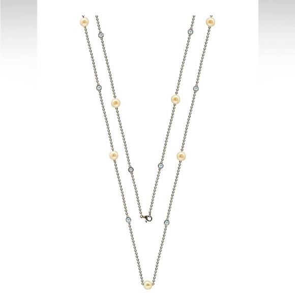 NWT Suzy Levian
Silver 3.90 ct. tw.Sapphire & 7-7.5mmPearl Station Necklace36” L - Picture 8 of 12